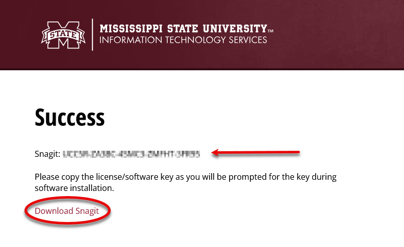 SUCCESS snagit code