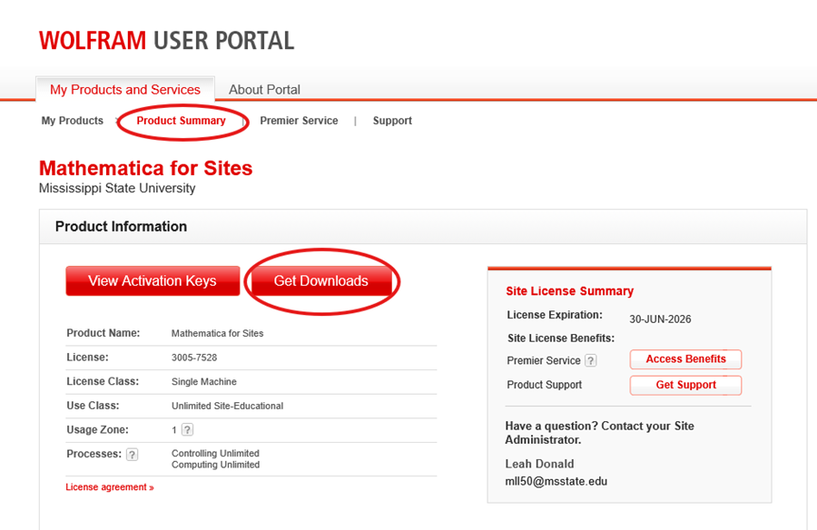 Wolfram user portal