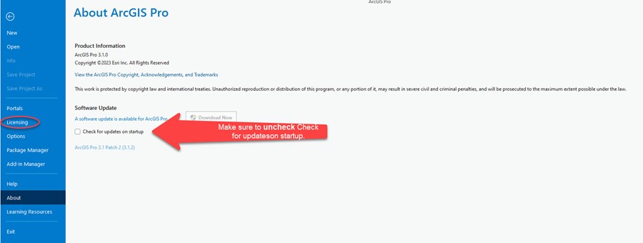 Click on licensing