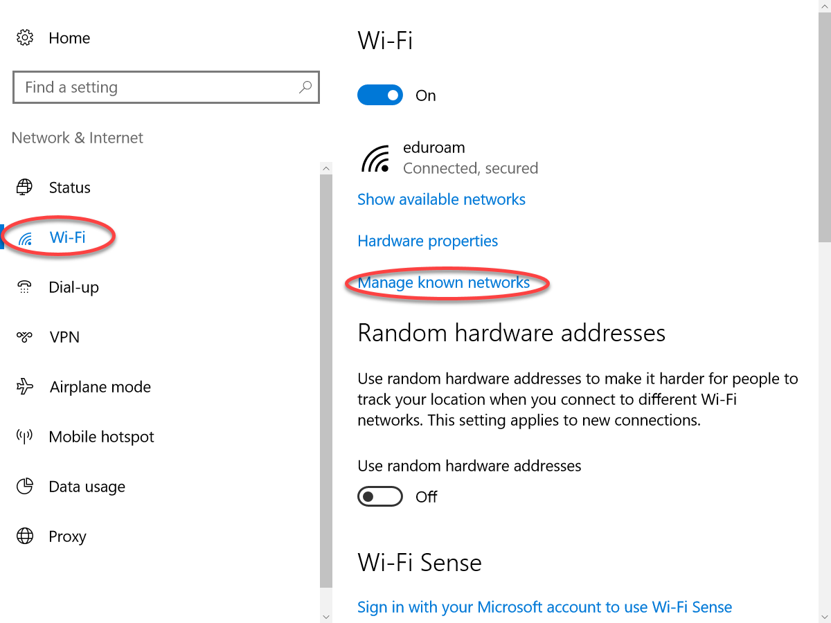 Wi-Fi settings