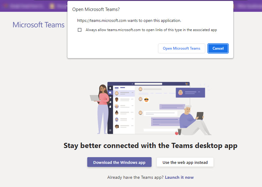 Microsoft Team open screen
