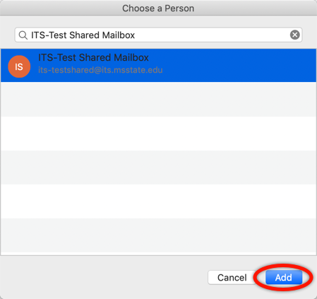 Select mailbox and click add