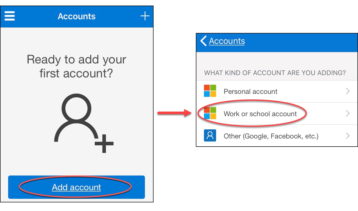 Screenshot for step 6 showing adding an account to the Microsoft Authenticator App