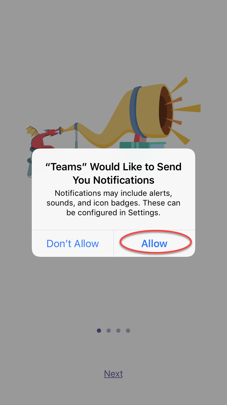 Microsoft Teams enabling notifications