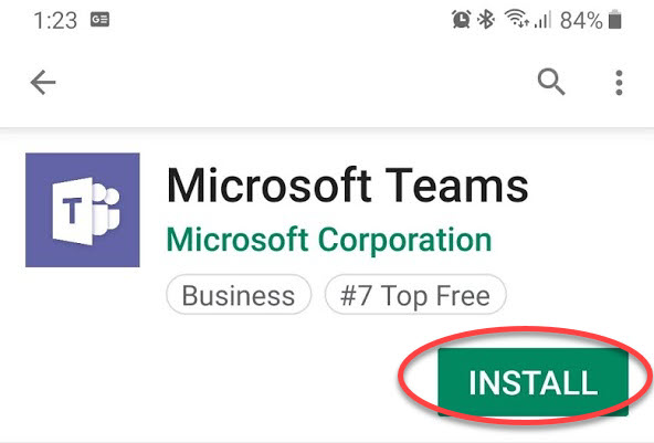 Microsoft Teams in Google Play Store