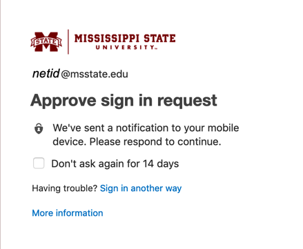 Screenshot for step 2 showing Microsoft sending an approval request to your device