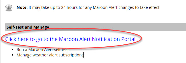 Access Maroon Alert notification portal