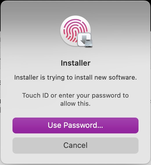 Verify with touch ID or password