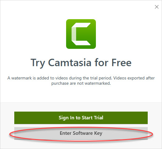Select Enter License Key