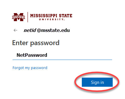 Sign-in - Enter NetPassword