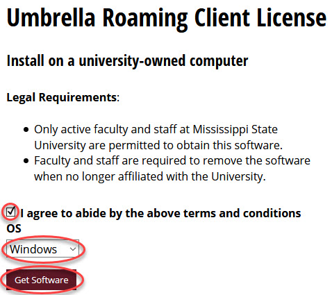 Umbrella client download page