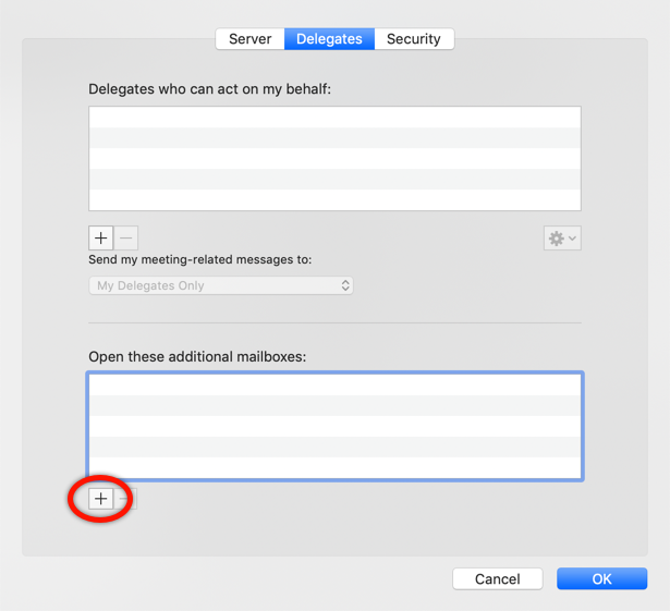 Click the + sign for Open these additional mailboxes