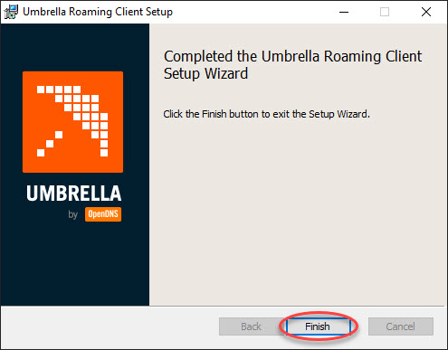 Umbrella installation wizard finished