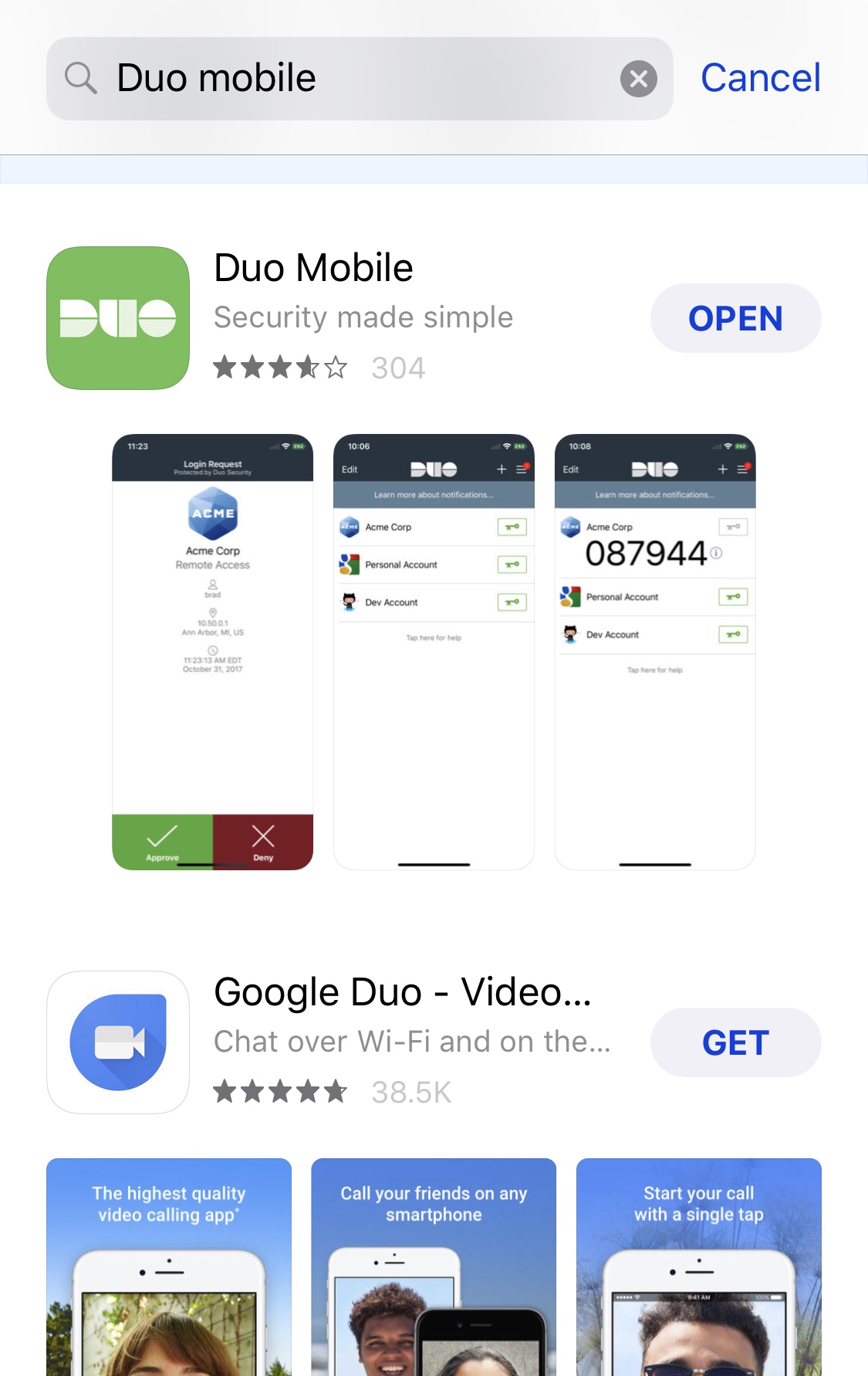 duo mobile app store