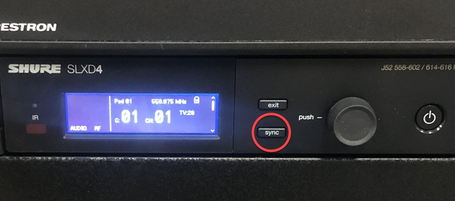 Pressing sync button on receiver