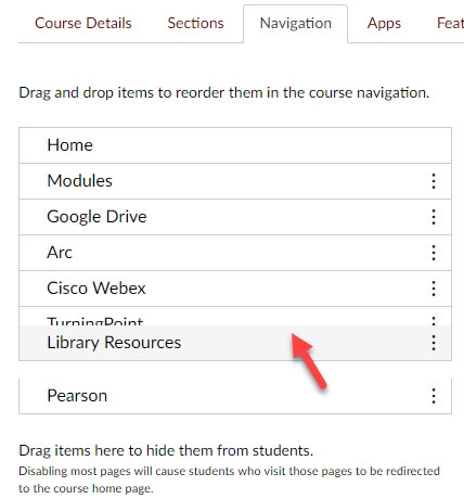 click and drag to change order. save when done.