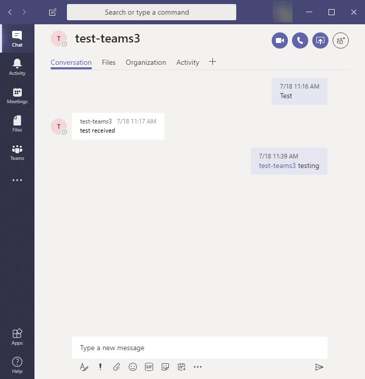 Teams Chat window